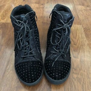 Wedge Zip up Sneakers Black